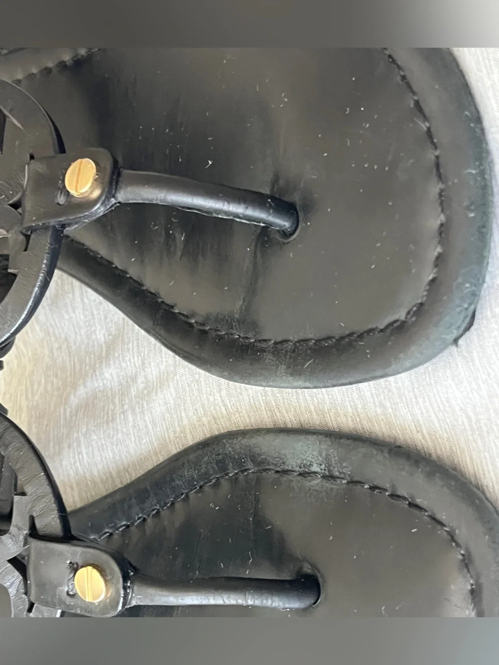 Tory Burch Black Logo Miller Thong Sandals with Gold Accents size 8 - Picture 14 of 17